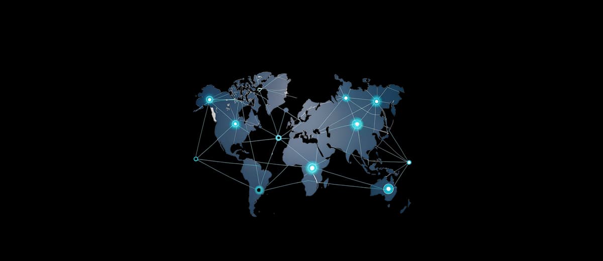 Interconnected world map representing SysFirms global technology reach